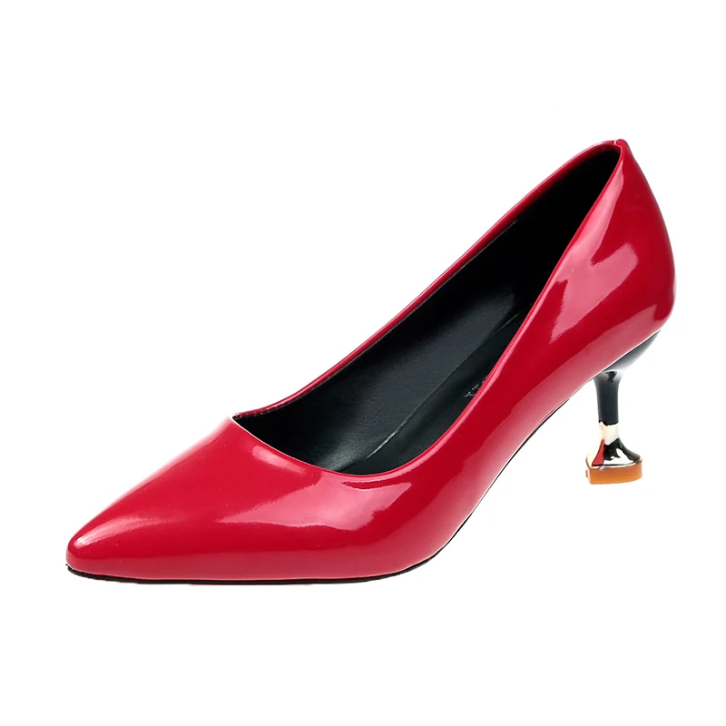 Femmes Pointu De Chaussures Hauts Printemps blanc Pompes Noir Nouveau Pour Talons on rouge Pluie Pu Slip Arrivé Concise Classique 2019 Chaussure Bout Femme Sauvage EqxfPAt