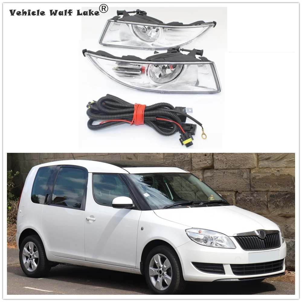 

2pcs X Car Fog Light For Skoda Roomster 5J 2011 2012 2013 2014 2015 Car-styling Front Fog Lamp Fog Light With Wire And Bulbs
