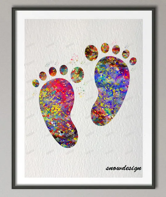 diy original watercolor baby feet wall art canvas painting baby