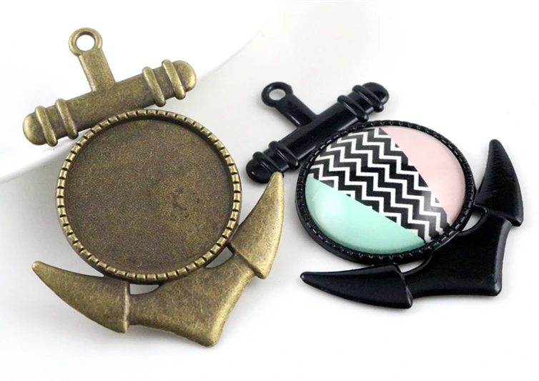 

5pcs 30mm Inner Size Antique Bronze and Black color plated Retro Style Cabochon Base Setting Charms Pendant