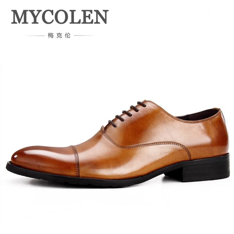 MYCOLEN 2018 New arrive Spring Men Casual oxfords Dress Shoes British Style Lace-Up Pointed Toe Man Shoes Chaussure Cuir Homme british style men real leather brouge shoes boys new spring zip retro casual shoes craved wing tips flat man oxfords
