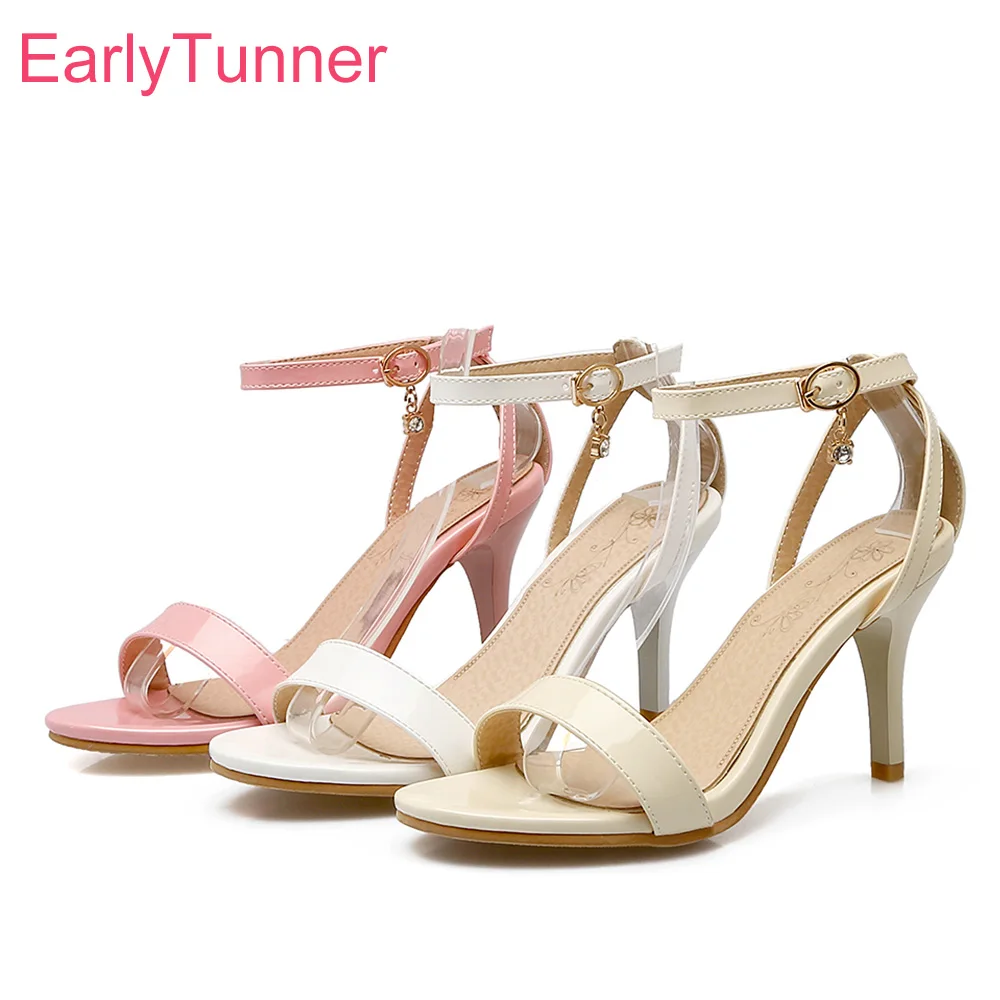 

Brand New Hot Summer Pink Beige Women School Sandals Sexy Gladiator High Heels Ladies Studded Shoes EBS21 Plus Big Size 10 32 45