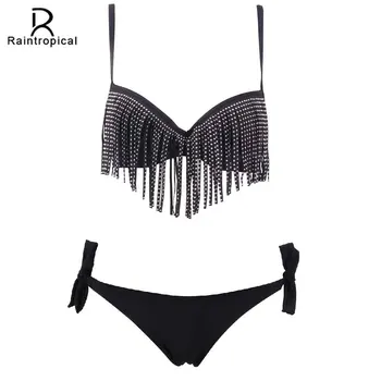 

Raintropical 2019 New Sexy Women Swimsuit Mini Micro Bikinis Tassel Swimwear Brazilian Bikini Set Beach Bathing Suits Swim Wear