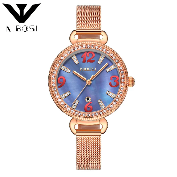 

Watch fashion multifunctional waterproof diamond inlaid calendar table plate ladies netted watch