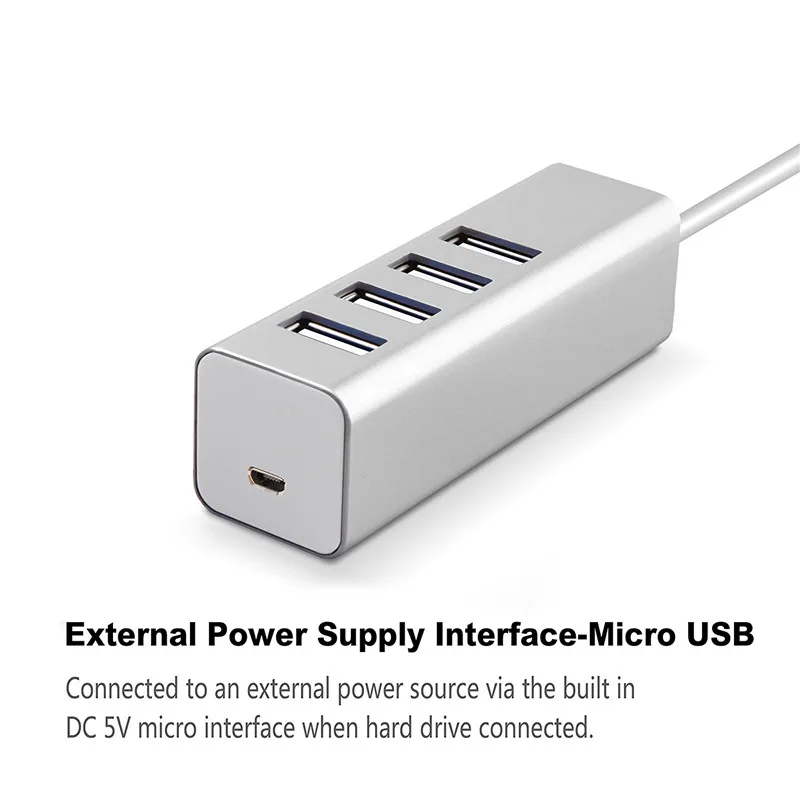 BinFul Aluminum USB 3 1 Type C Super Speed External 4 Port Usb Splitter Micro Power 2