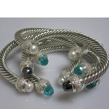 Sterling Silver Jewelry 7mm Aqua Chalcedony Cable Bracelet Brand Jewelry Prasiolite Smoky Quartz Turquoise Women Bracelet Sterling Silver Jewelry 7mm Aqua Chalcedony Cable Bracelet Brand Jewelry Prasiolite Smoky Quartz Turquoise Women Bracelet