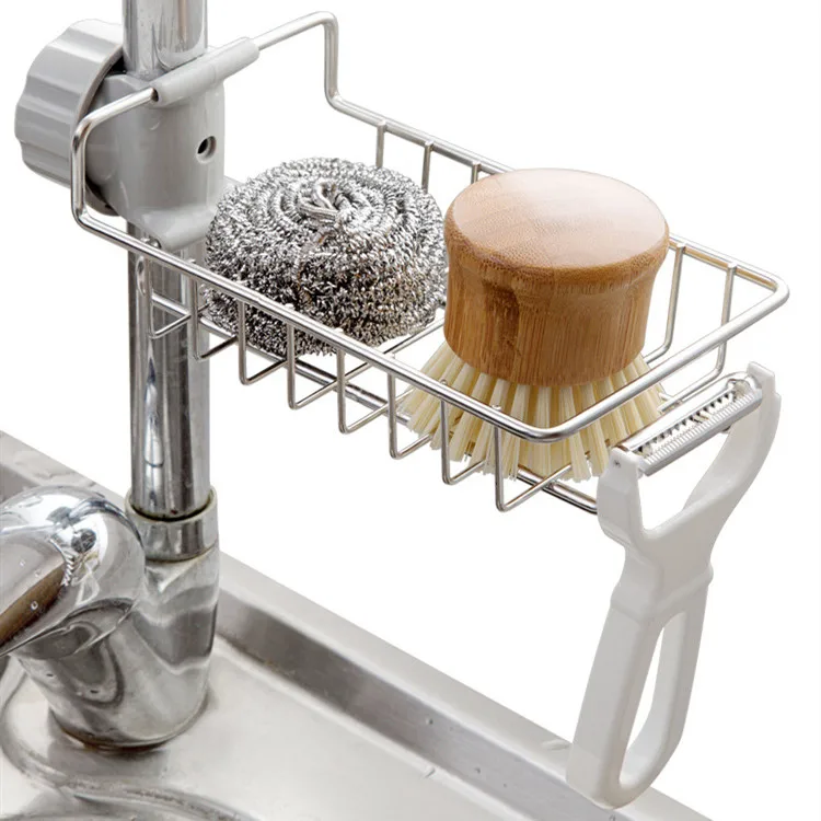 

Stainless steel Adjustable Hanging Storage Holder Snap Sink Sponge Storage Rack Hanging scouring pad shelf Kitchen Organizer