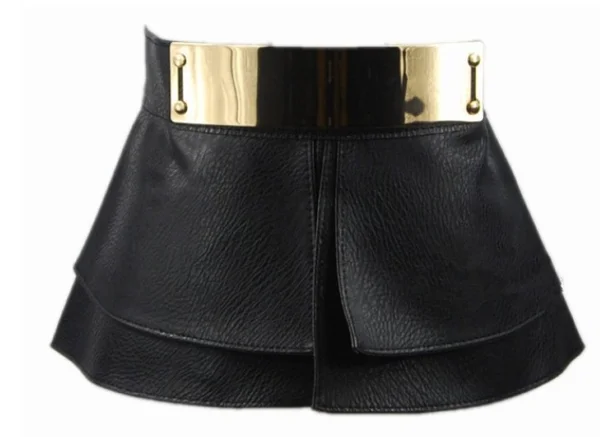 

Black PU leather belt skirt #BLT17014