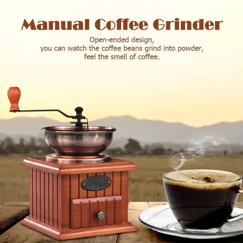 Классическая деревянная ручная кофемолка из нержавеющей стали для специй, мини-мельница для заусенцев с керамическим Millston