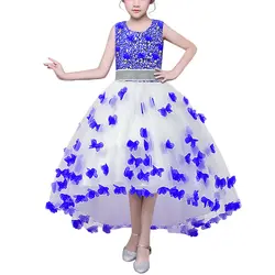Baohulu/платье с цветочным узором для девочек От 3 до 14 лет Обувь для девочек Платья для женщин Vestidos со стразами Пояса Свадебная вечеринка
