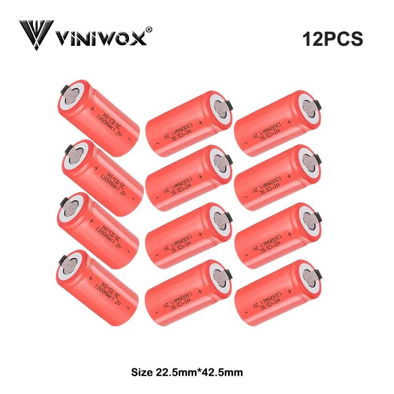 Ni-CD 1300 мАч SC 1,2 В аккумуляторная батарея Электроинструмент батареи для Makita Bosch робот AEG Dewalt электрические элементы - Цвет: 12PCS