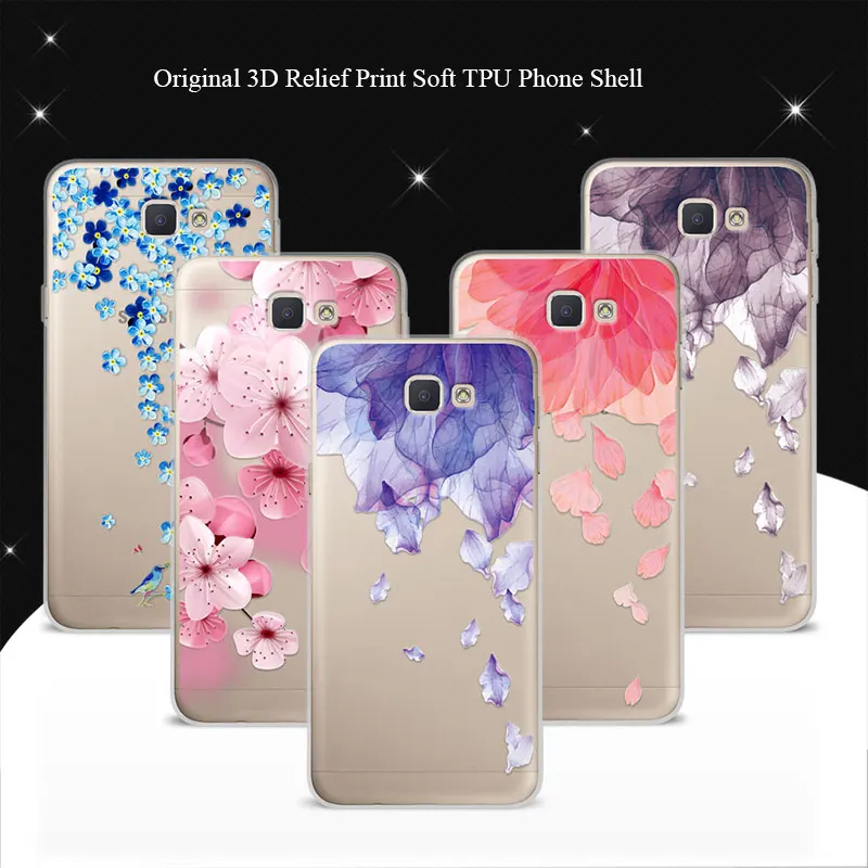 

Cute Floral Printed TPU Phone Case Cover For Samsung Galaxy J7 Prime Relief Lace Case Coque For Samsung J7 PrimeG610 G610F 5.5''