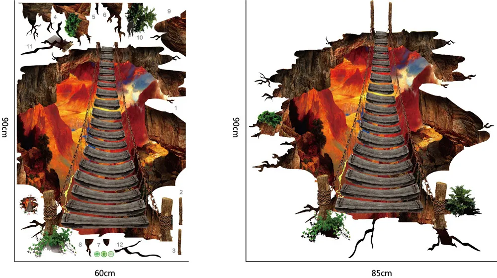 3D мост пол/настенные наклейки для детской комнаты Детская Спальня Гостиная съемные Настенные обои художественные наклейки домашний декор