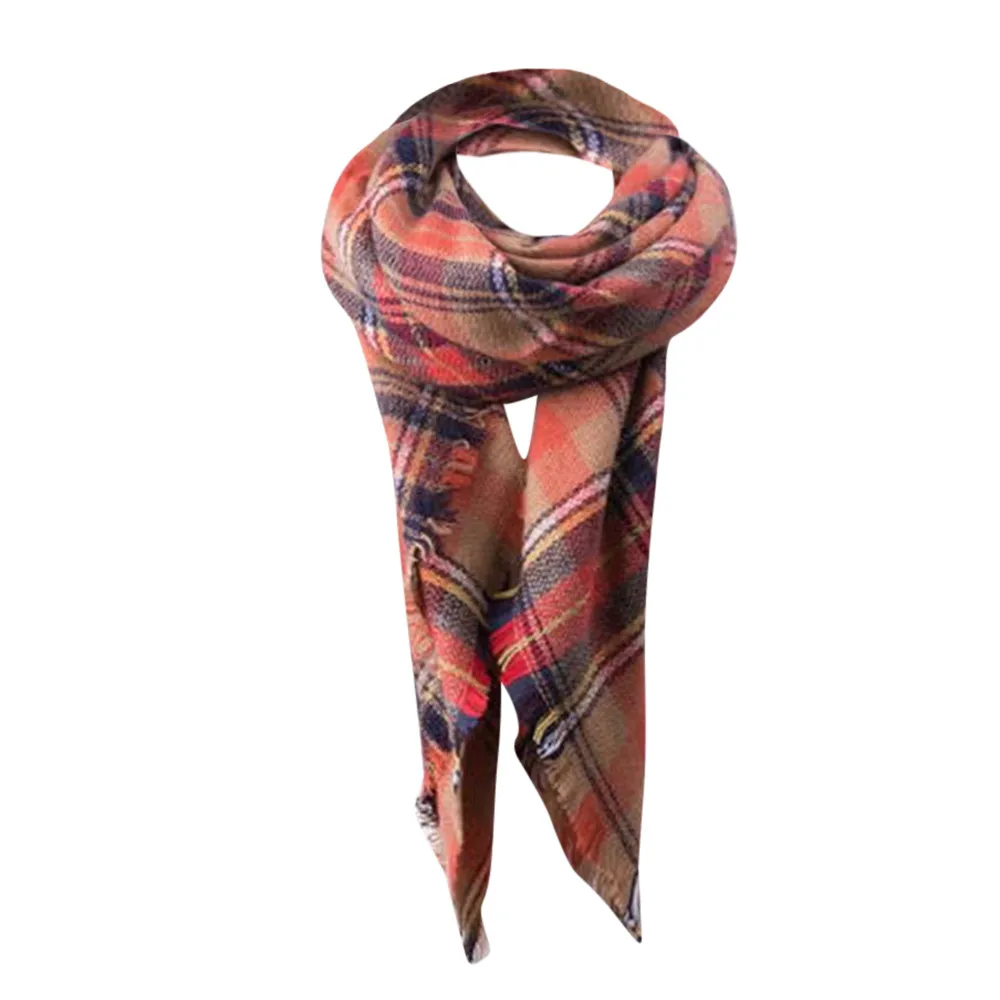 Зима Осень теплый кашемировый шарф-платок обертывание для женщин мужчин плед шерстяной палантин шейные шарфы решетка шерсть шейный платок#5 - Цвет: E