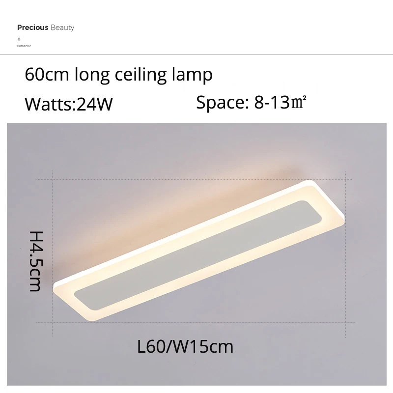 Современный минималистичный потолочный светильник для гостиной, спальни, прихожей, балкона, кухни, светодиодное освещение - Цвет корпуса: 60x15cm 24W