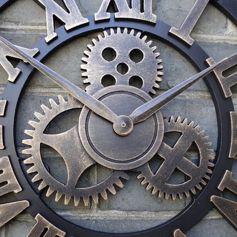 Large Wall Clock Handmade Vintage Rustic Wooden luxury art  big gear 7