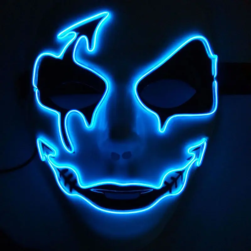 Маска на Хэллоуин Светодиодный светильник Вечерние Маски Неон Косплей тушь для ресниц ужас светящийся в темноте маска - Цвет: YW1138-1