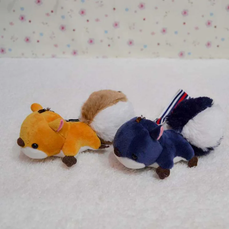 

Cute Pompom Squirrel Toy Plush Doll Silver Keychain Pompom Animal Pendant Keyring Women Bag Charms Key Chain Trinket Party Gift