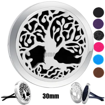 

Tree 30mm 316L Stainless Steel Essential Oil Car Locket Aroma Car Diffuser Locket drop shipping