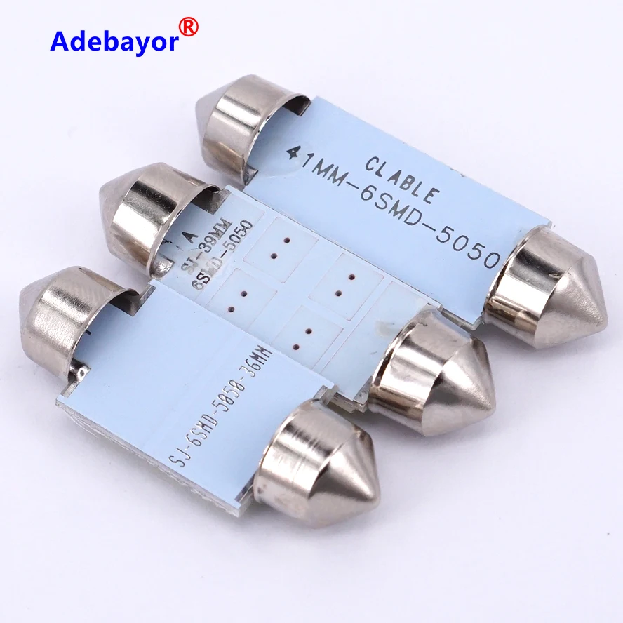 30X шт авто LED гирлянда для автомобиля Купол 39 мм 5050 6 SMD DC 12V интерьерный светильник