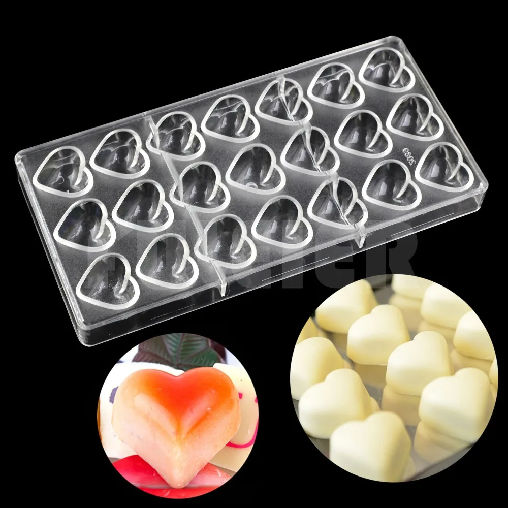 

Valentine'S Day Heart Shape Polycarbonate Chocolate Mold Plastic Chocolate Candy Mold Cake Decoration Pastry Baking Tool