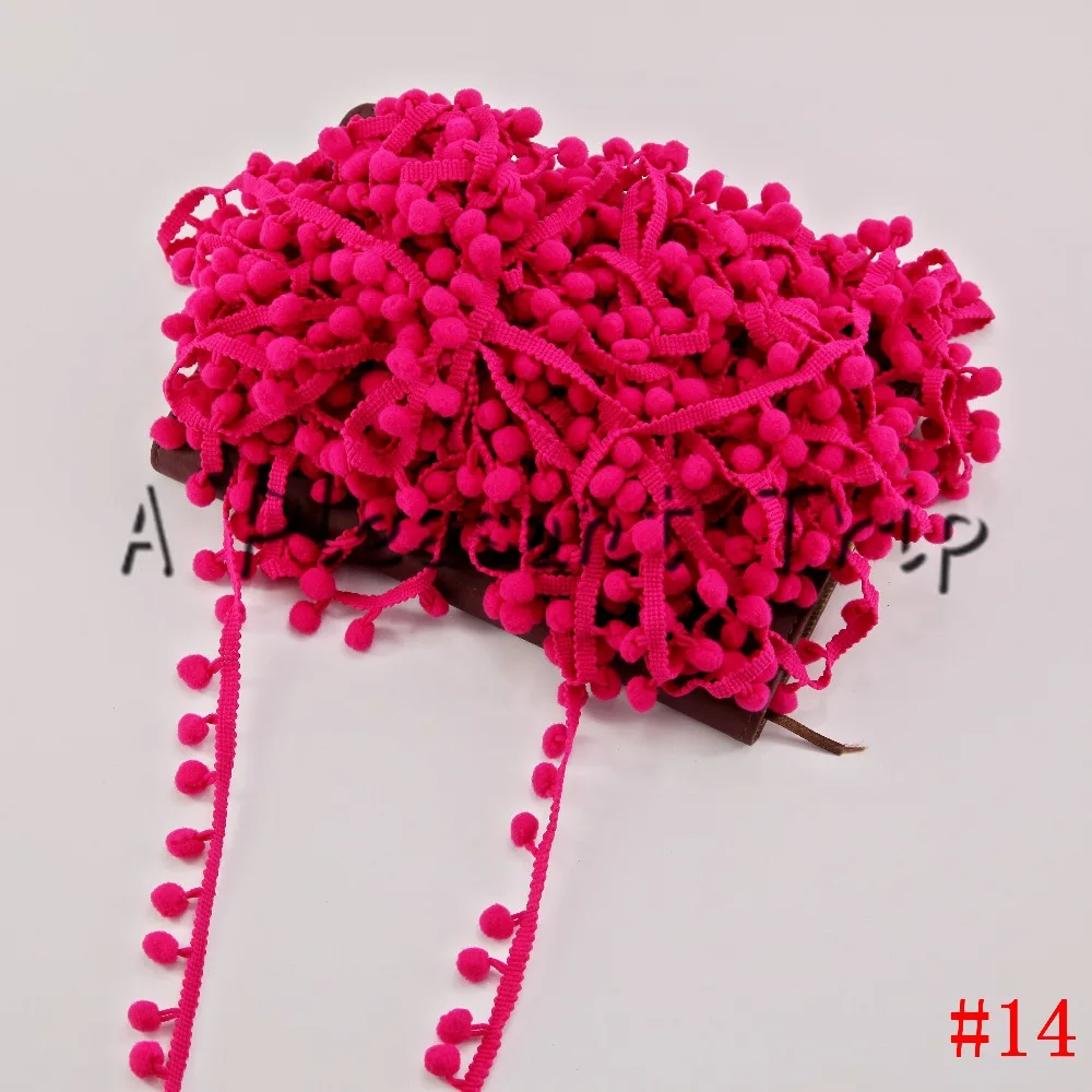 

20Yards/lot Rose Red pompom trim 20mm(pom size 10mm)ball Ribbon Trim Bobble Braid Christmas lace decoration fringe sewing