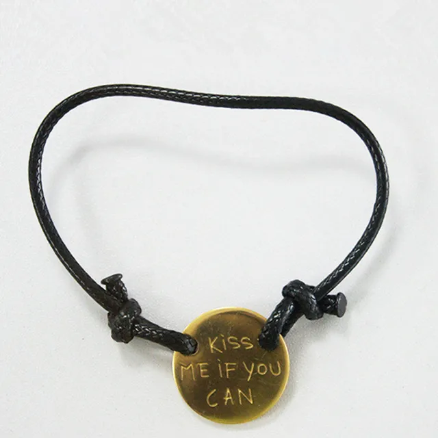 Lettering Kiss Me If You Can G Dragon Stainless Anium Steel Lettering Kiss Me If You Can G Dragon Stainless Anium Steel Rope Bracelets Adjule Hand 2mm Wax Bracelet