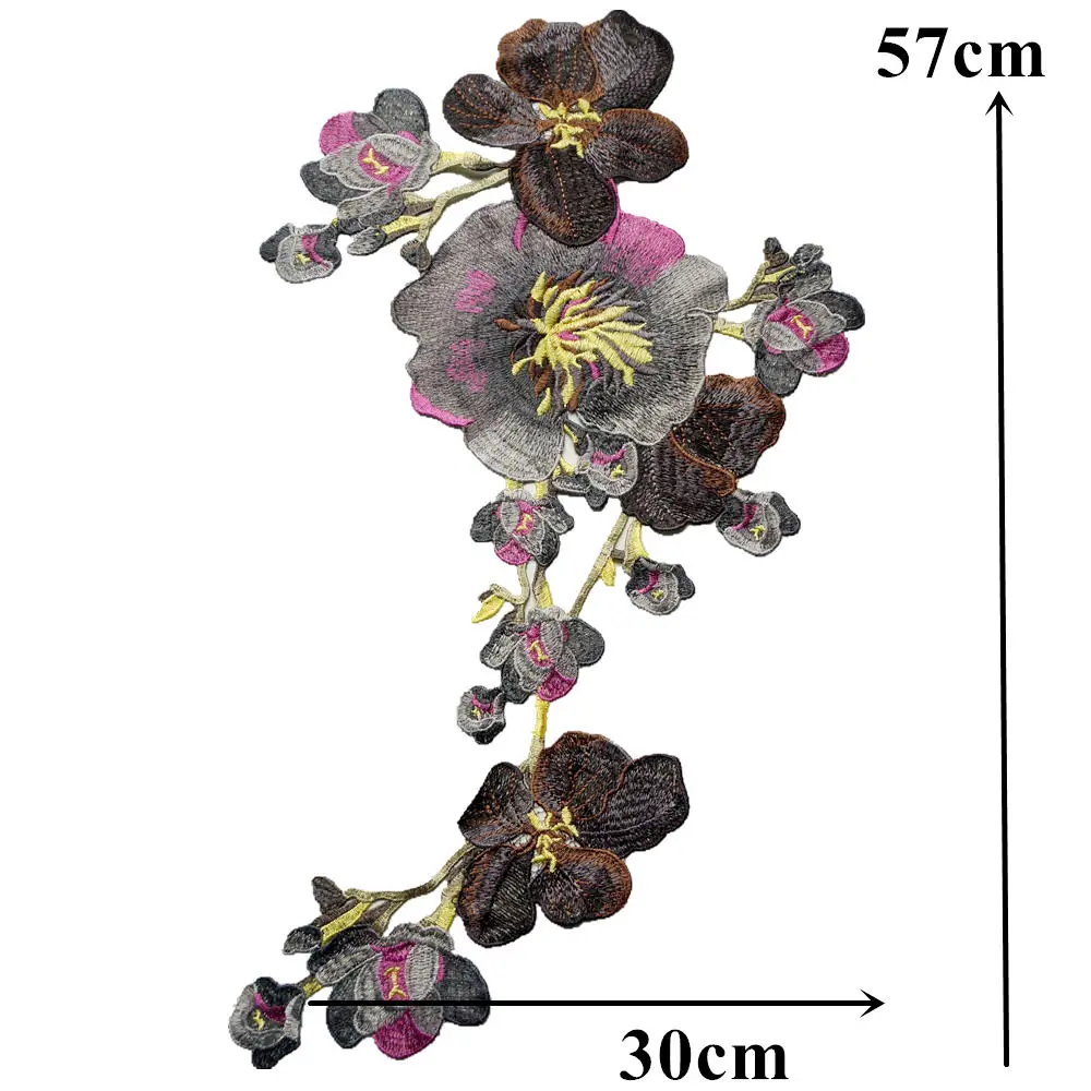 Вышитые красные, синие, серые, фиолетовые цветы, лепестки ткани аппликации воротник отделка вышивать на пачках для свадебного платья DIY украшения
