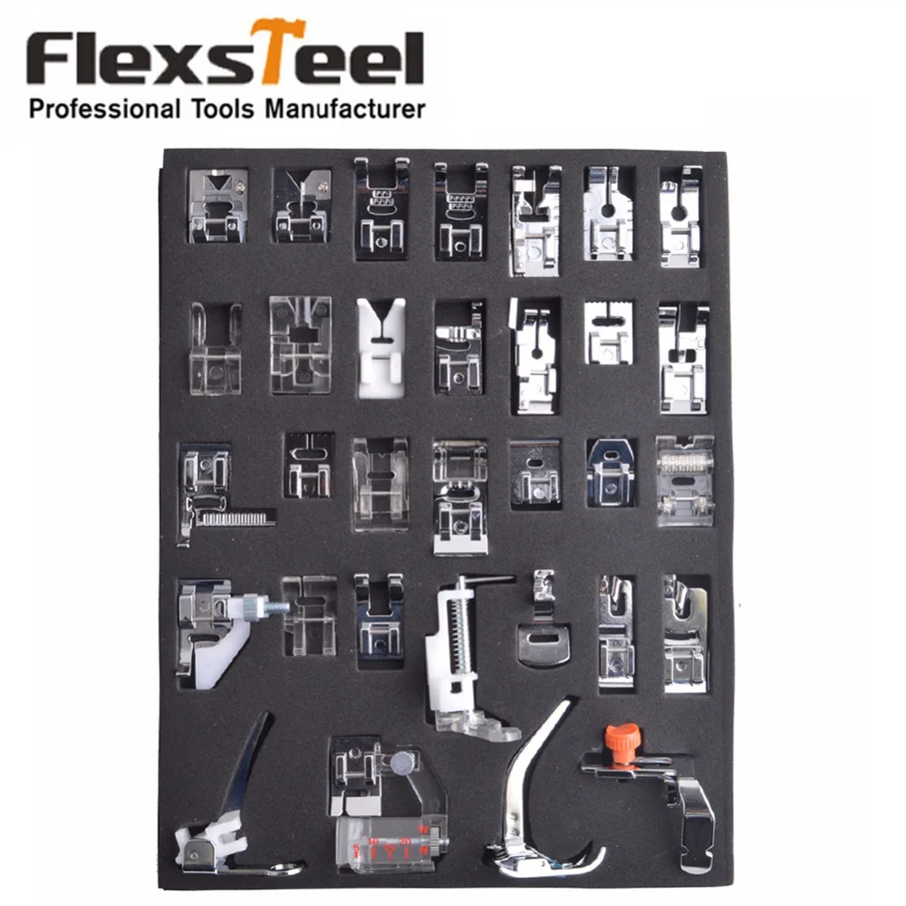 

32Pcs Complete Feet Sewing Walking Foot Sewing Tool Kit For Brother Singer Toyota Domestic Sewing Machine Parts