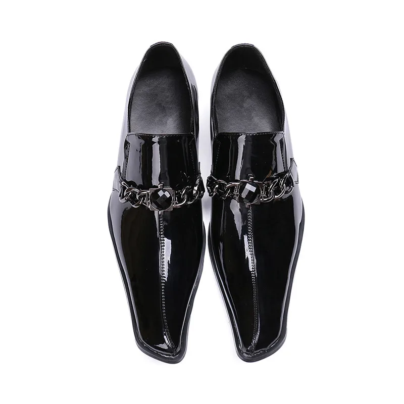 Deification/блестящие черные модельные туфли без шнуровки; Zapatos De Hombre; мужские офисные модельные туфли с квадратным носком; Heren Schoenen
