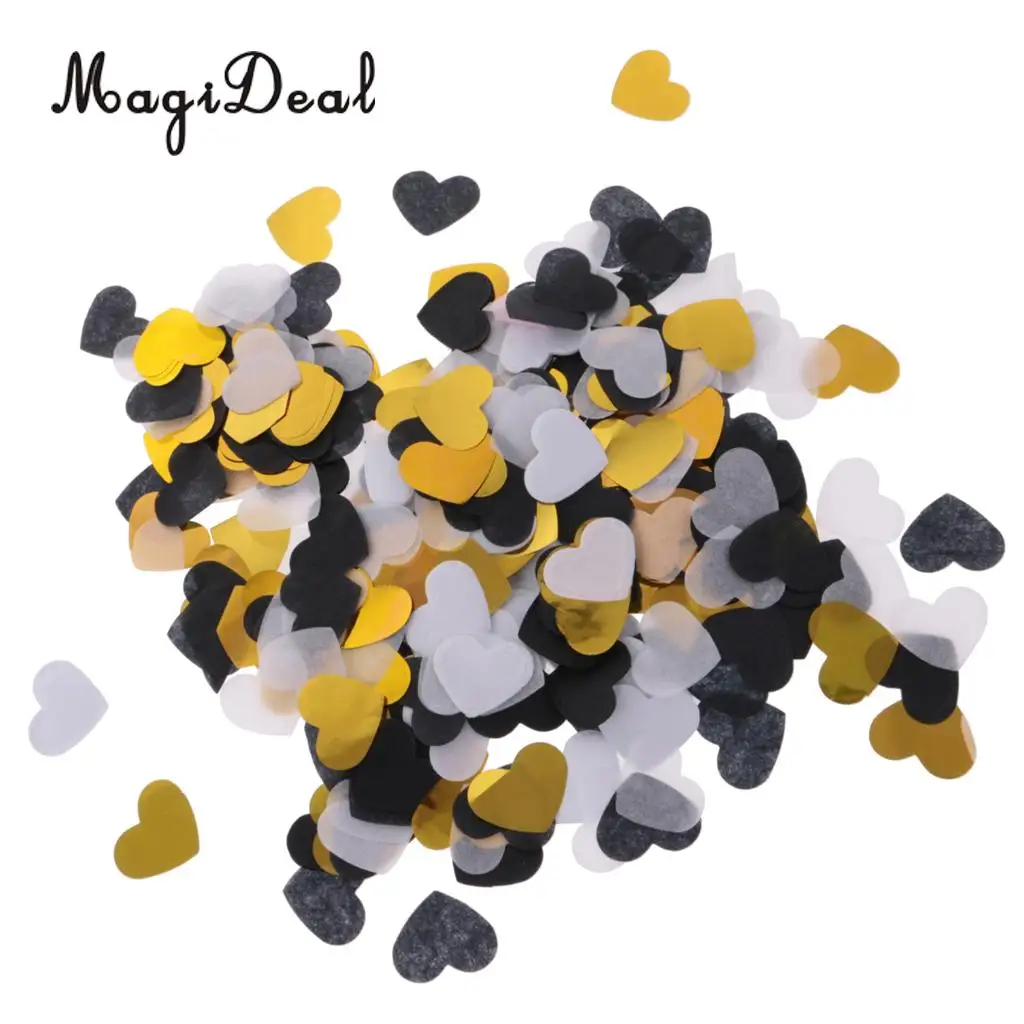 MagiDeal Novelty 1400Pieces Wedding Paper Confetti Table Gold Heart Throwing Craft for Birthday Baby Shower Valentines Day Decor