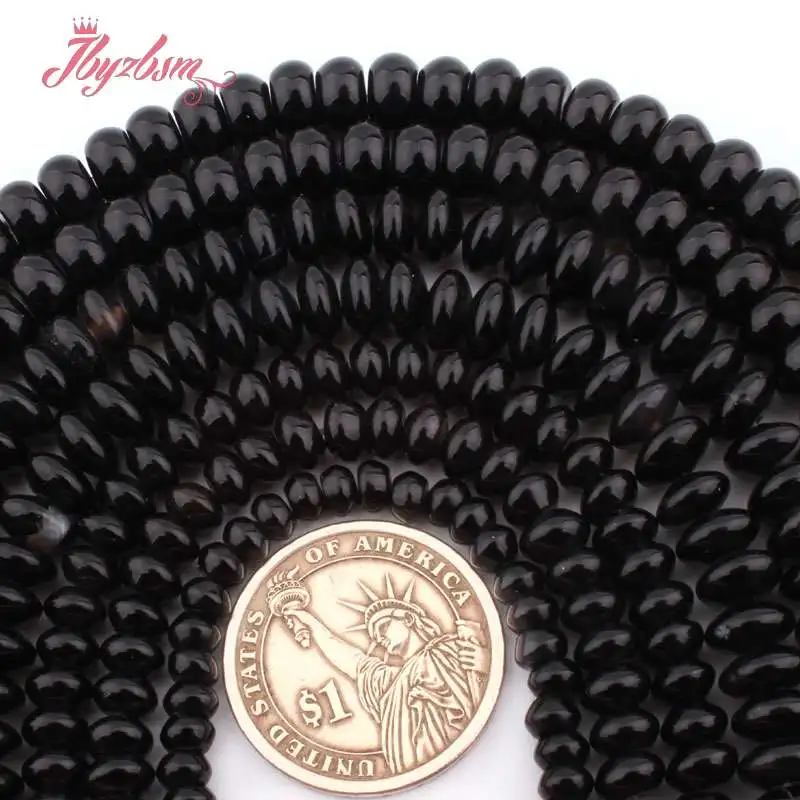 

3x6,4x8mm Rondelle Black Agates Onyx Natural Stone Spacer Beads For DIY Women Necklace Bracelet Jewelry Making Loose Beads 15"