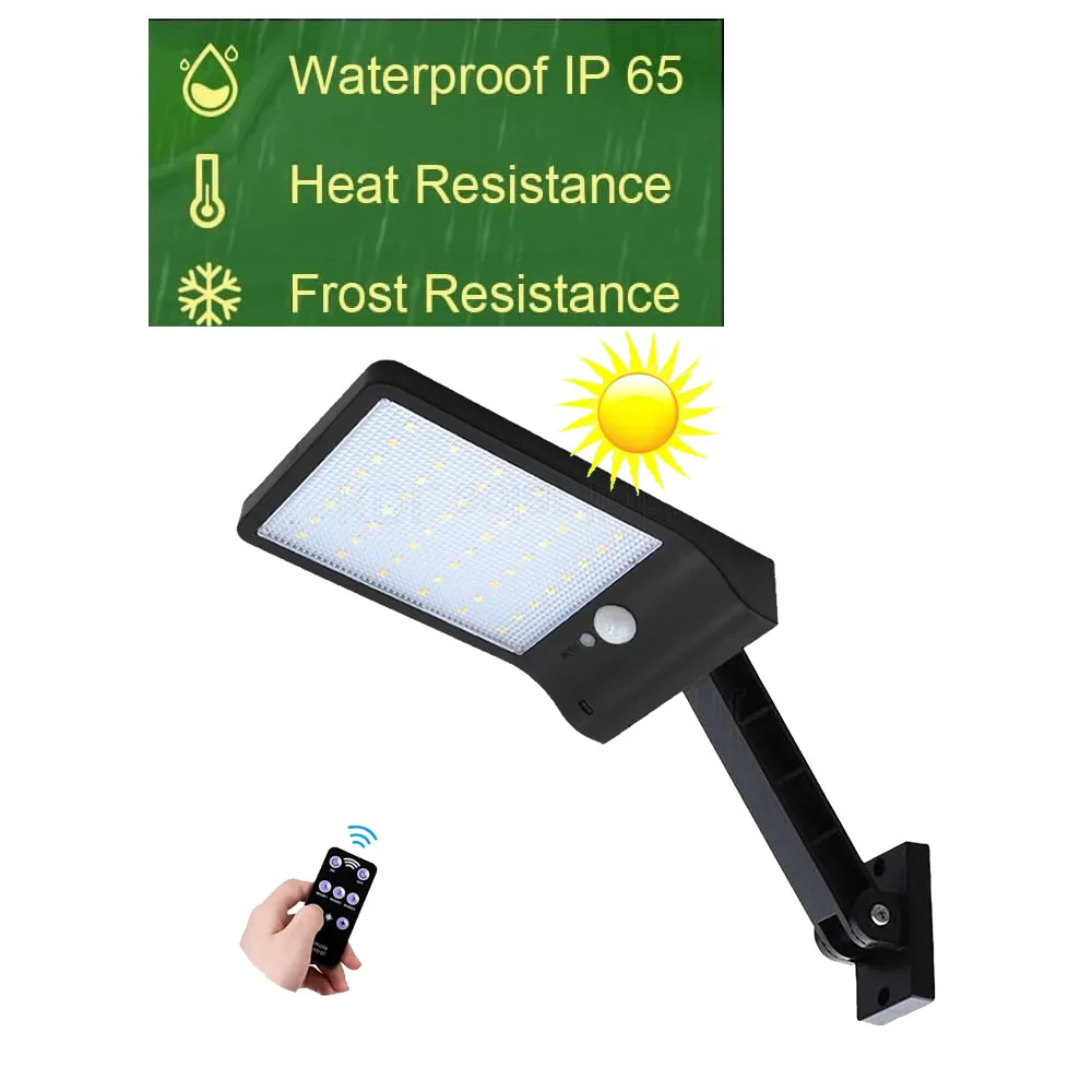 

remote control rotate bracket solar street light new 48 LED 800 LM Outdoor LED Solar Power Street Wall Lamp PIR Motion Sensor Ga