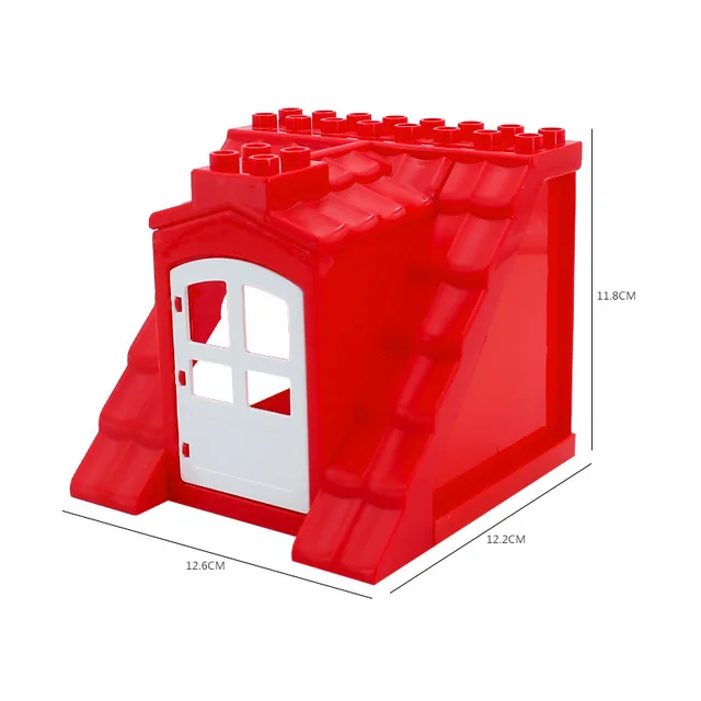 Большое образование частиц блоки крыши стены двери оконные принадлежности Дом собрать кирпичи Duploe игрушки для детей - Цвет: LXF-House-13