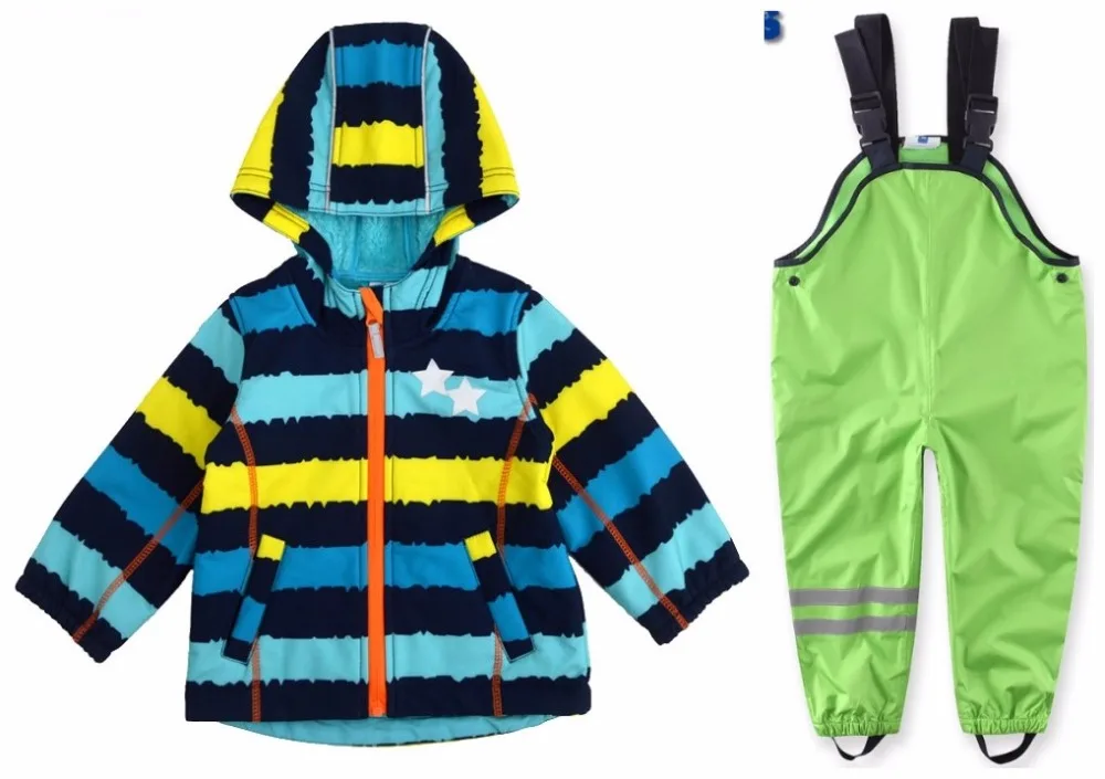 

Rainproof and windproof warm boys and girls spring and autumn set children's jackets and trousers