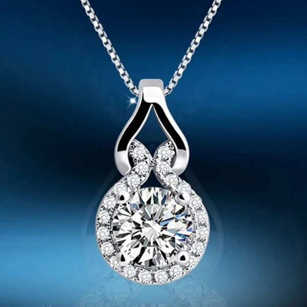 

YHAMNI Fashion 925 Sterling Silver Hearts and Arrows 2 Carat CZ Diamant Zircon Pendant Necklace Fashion Jewelry For Women YN084