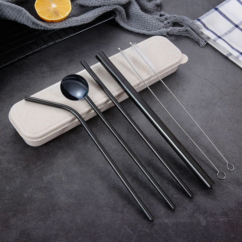 

1Set 4pcs Drinking Straw 304 Stainless Steel Drink 12mm Pointed-End Pearl Milkshake Fat Bubble Tea Straws Cocktail Party Jumbo