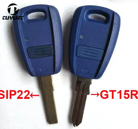 10PCS Car Key Blanks Case for Fiat Punto Doblo Bravoremote Remote key shell 1 button SIP22/GT15R key Blade