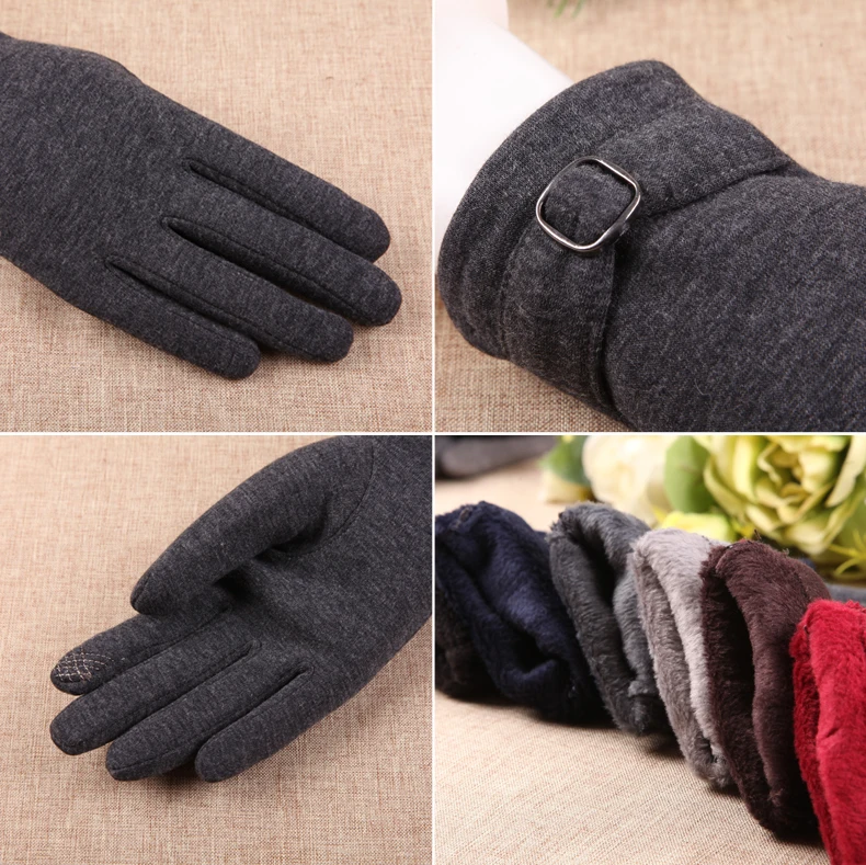Перчатки женские зимние теплые перчатки для вождения плюс бархат Сенсорный экран холодная тонкая секция относится к не падающим бархатные перчатки BL013N1