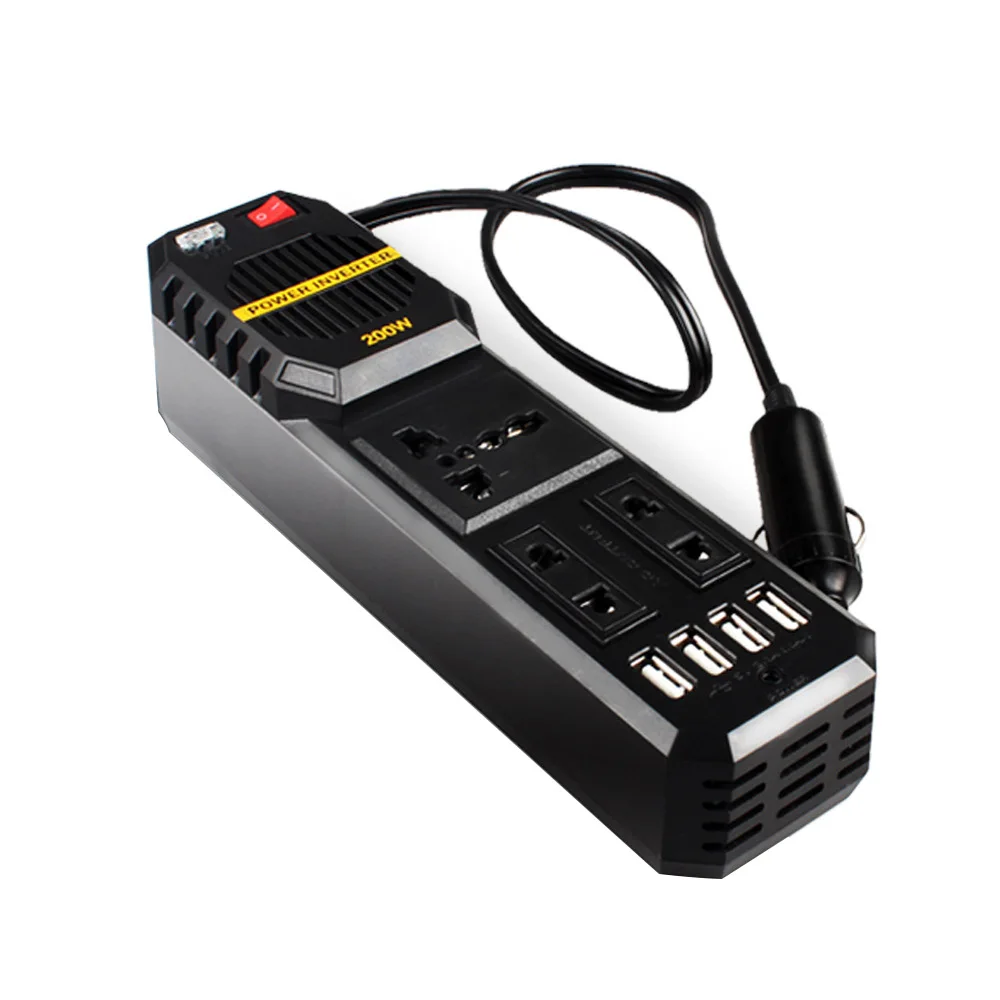  Inversor de cigarrillo de coche de 200 W de 12 V a 220 voltios de CC a CA convertidor 4 USB 3.1A ca