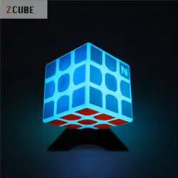 Новейший Zcube 3x3x3 Profissional Magic Cube синий свет Прозрачный светящийся конкурс скорость головоломка кубики cubo узор наклейки