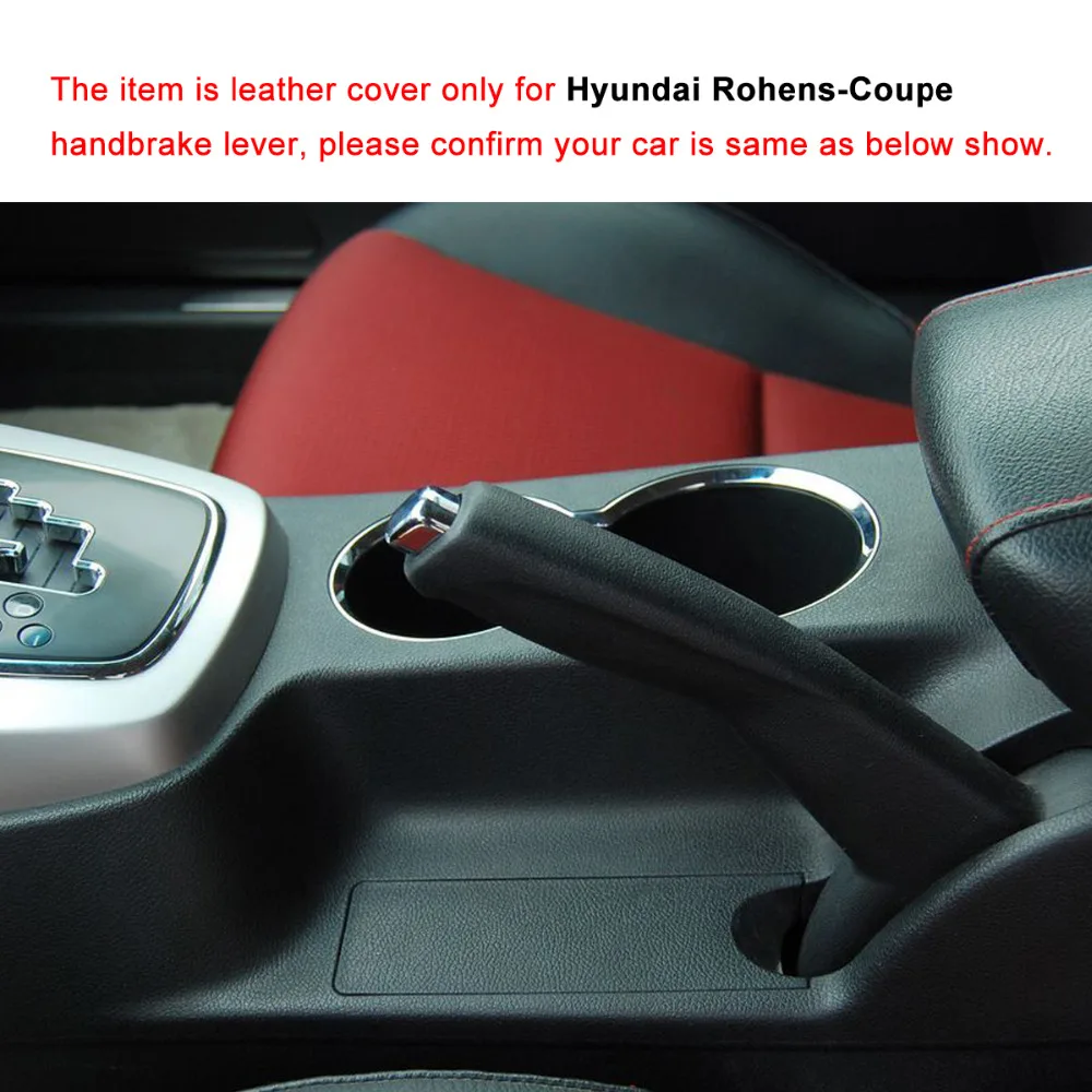 PONSNY Car Handbrake Covers Case for Hyundai ROHENS-Coupe Genuine Leather Car-styling Handbrake Grips Cover