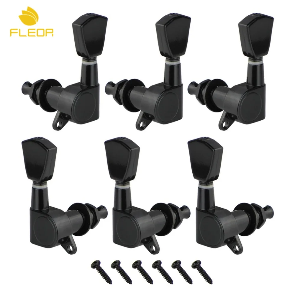FLEOR Black Sealed Guitar Tuning Keys Pegs 3L3R Machine Heads Tuners