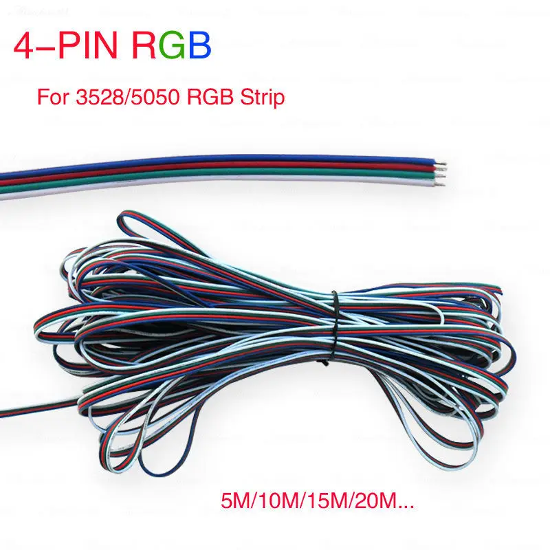 100 м Быстрая доставка 4 контактный 22AWG RGB Удлинительный кабель Шнур для