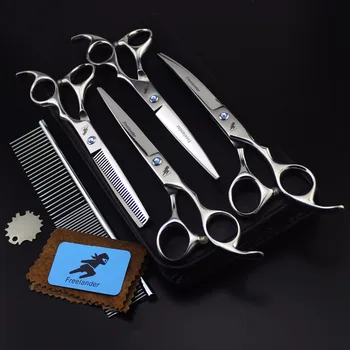 

Freelander 7.0-inch high-end 4 piece set pet grooming scissors cat and dog straight cut bending set