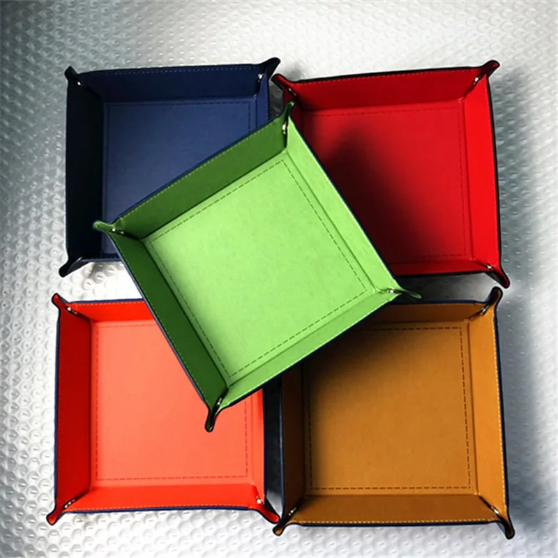 

1pc PU Leather Tray Key Dice Serving Bins Storage Jewelry Coin Organizer Box Valet PU for Rolling