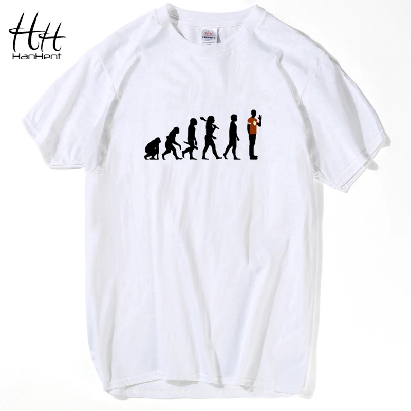 

HanHent Sheldon Evolution T-shirts Men Summer The Big Bang Theory Tshirt Cotton Short Sleeve Brand Male Clothing Camiseta