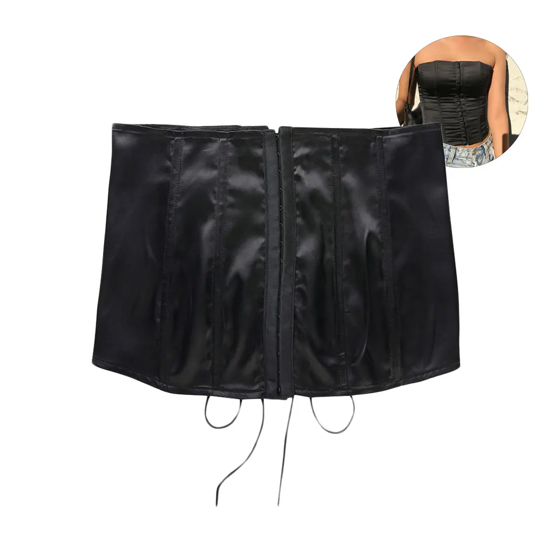 

European Court Style Women Lace Up Tanks Fashion Summer Sleeveless Off Shoulder Back Bandage Tops Camisole Ladies Bustier