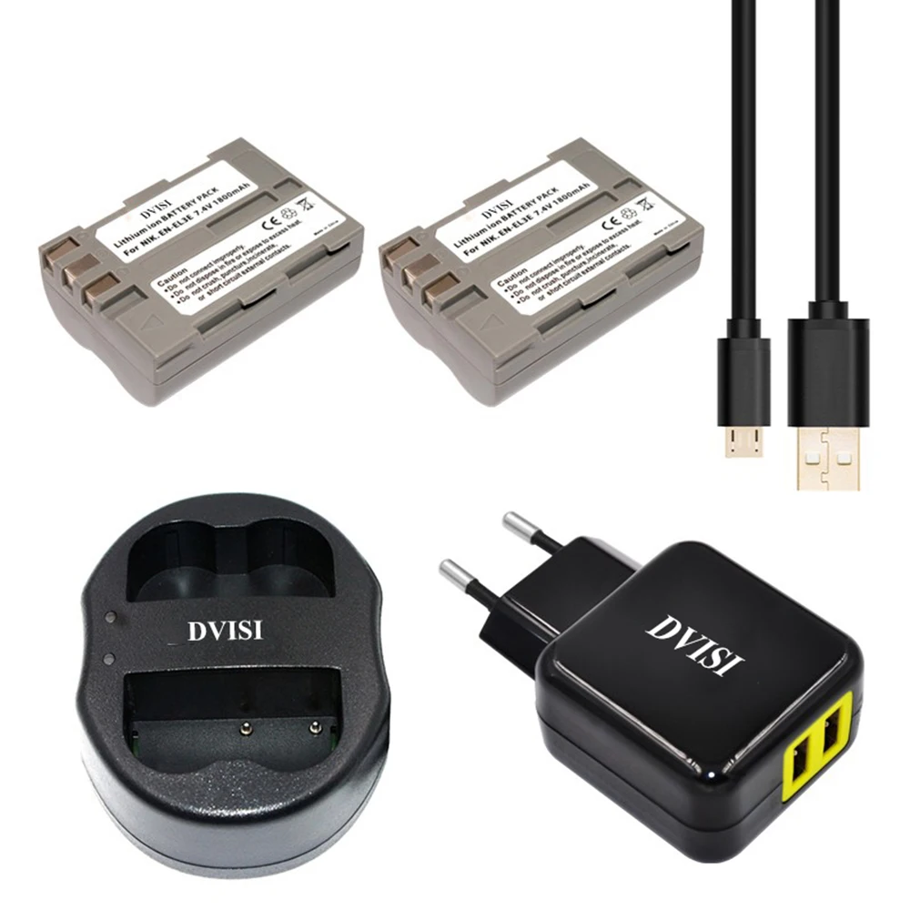 2 шт. аккумулятор и зарядное устройство USB для Nikon ENEL3E EN EL3E D30 D50 D70 D90 D70S D300 |