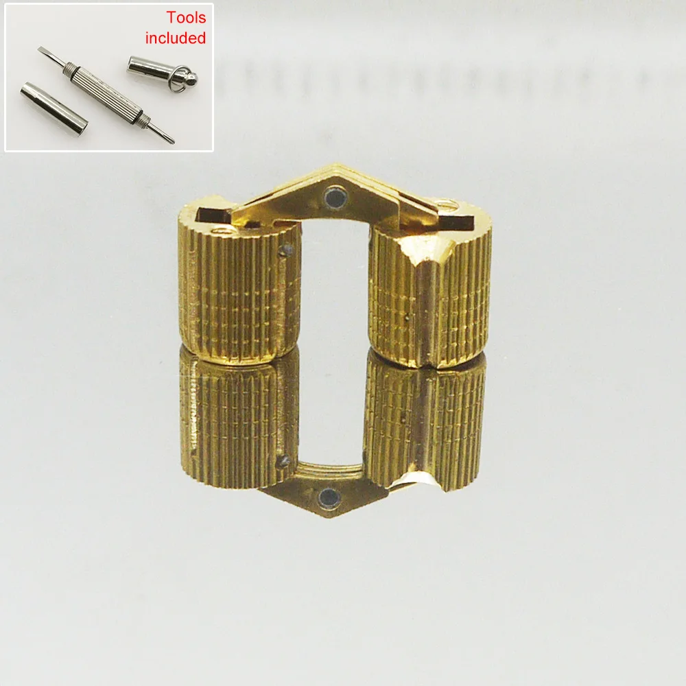 

8pcs CH10 M10 cylinder-hinge 10mm gift box barrel-hinge brass invisible concealed cylinder hinge barrel hinge for wooden box